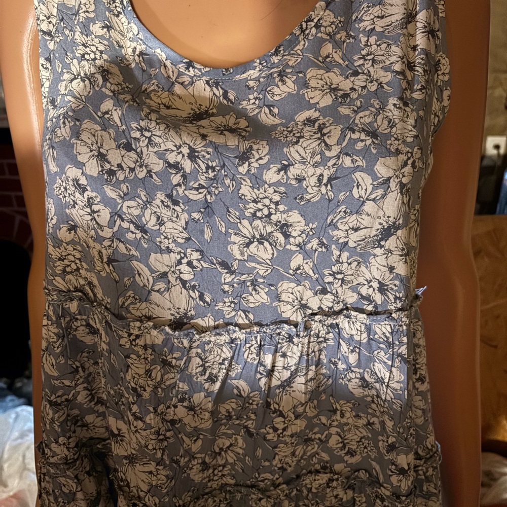 Ladies Floral & Ivy Blue Tank Top Size S